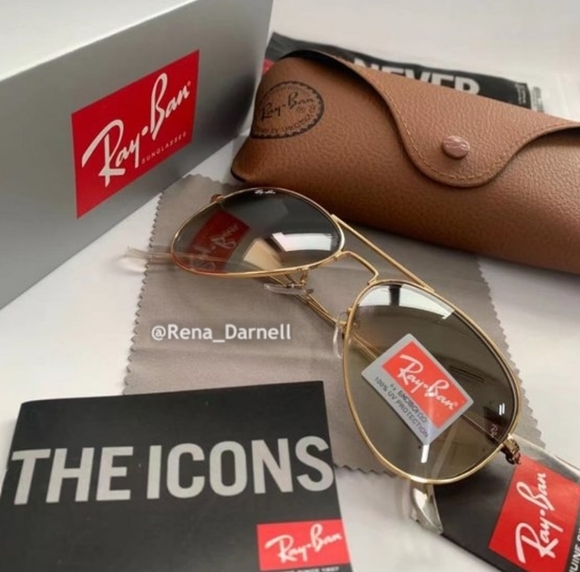 Gradient Brown RayBan Aviator RB3025 New - Picture 10 of 15